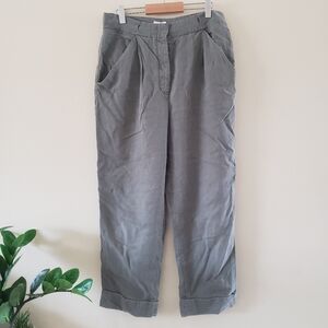 WILFRED Linen Blend Cropped Ankle Pant /Rolled Hem Pleated - Light Sage 4